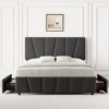 homfan Bed Frame with Storage Drawers and Linen Upholstery Headboard and Footboard, Mattress Foundation with Wooden Slats Support, Gray - 2 of 4