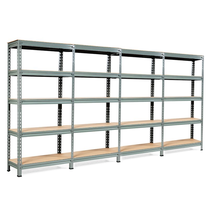 Costway 4PCS 5-Tier Metal Storage Shelves 60''Adjustable Shelves Silver\Gray\ Blue, 1 of 11