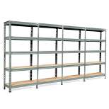 Costway 4PCS 5-Tier Metal Storage Shelves 60''Adjustable Shelves Silver\Gray\ Blue