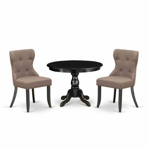 3-Piece Wire Brushed Black Solid Wood Top - Button Tufted Dining Room Set - Seats 4 - 1 of 4