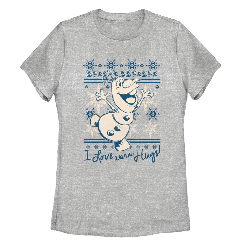 Women's Frozen Christmas Warm Hugs T-Shirt, 1 of 4