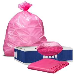 Plasticplace 32-33 Gallon Trash Bags, Pink (100 Count) - 1 of 3