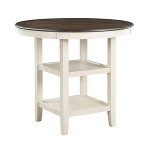 NicBex Round Dining Table Transitional Style Counter Height Table with 2 Display Shelves for Dining Room - 1 of 4