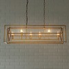 ALOADECOR 6-Light 39'' Antique Gold Modern Candle Linear Chandelier Rectangle Industrial Dining Room Kitchen Island Ceiling Light - 3 of 4