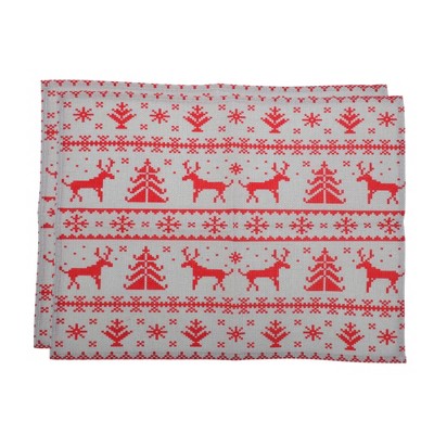 Unique Bargains Christmas Place Mats Linen 13"x17.7" 2 Pcs