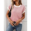 Coolmee Women's Striped Sweater Pullover Tank Top Round Neck Cap Sleeve Lightweight Summer Casual Clothes - 3 of 4
