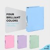 Enday 3 Ring Binder, Round Ring Pastel With Clear View Cover for Letter Size 8.5 x 11'' Paper & 2 Inside Pockets, 4 Pack - 4 of 4