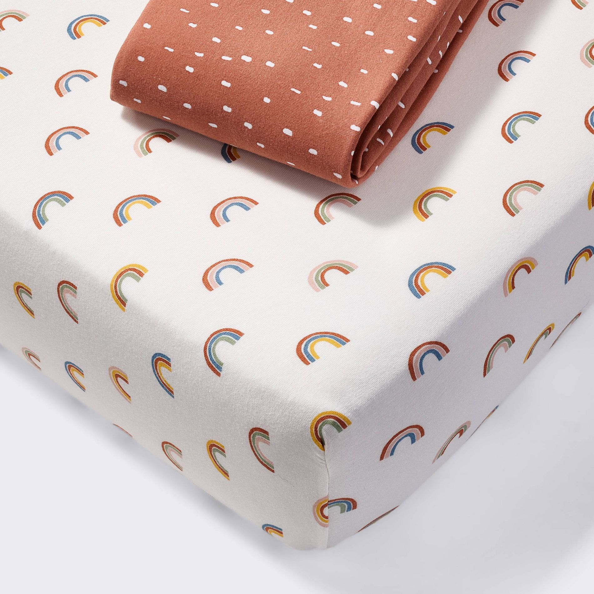 Fitted Jersey Crib Sheet - Rainbows - 2pk - Cloud Island™