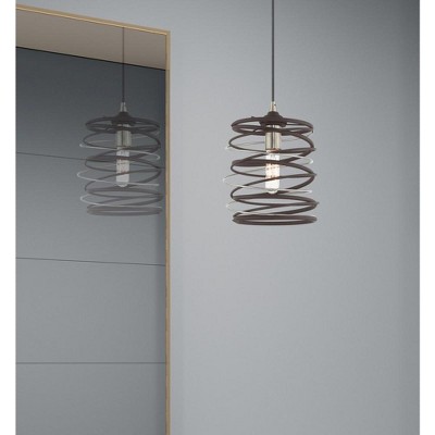 Bronze and Brushed Nickel Geometric Mini Pendant Light