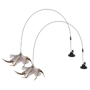 Unique Bargains Cat Teaser with Suction Cup and Bell Fluffy Plume Teasing Sticks - 1 of 4