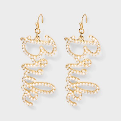 Bride Pearl Drop Earrings - Multicolor