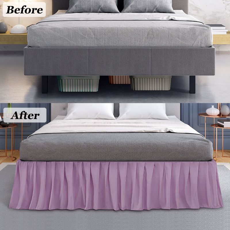 PiccoCasa Polyester Ruffled Durable Solid Bed Skirt with 16" Drop 1 Pc, 3 of 5