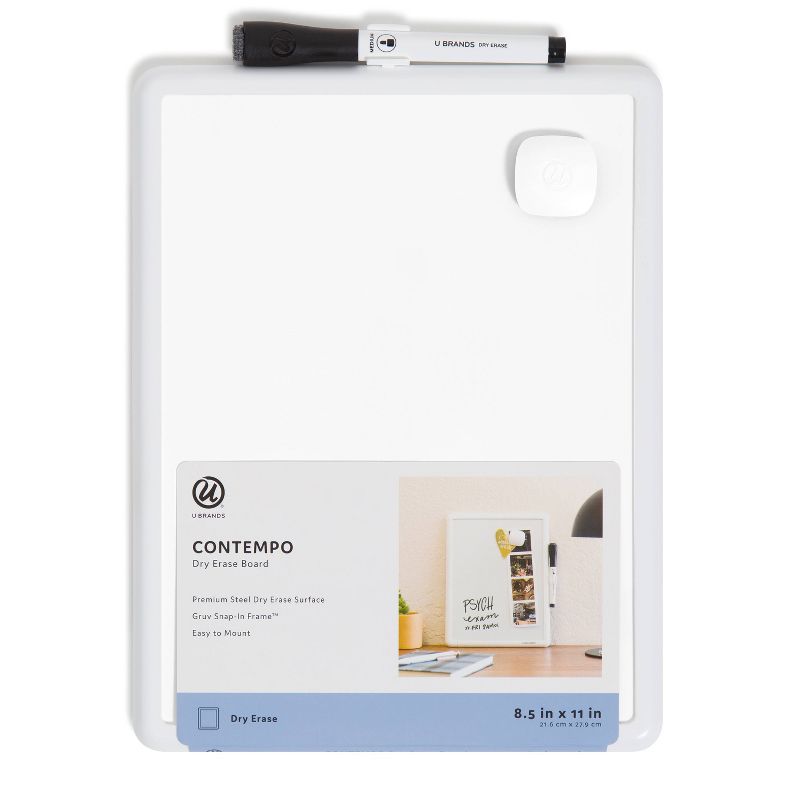U Brands 8.5&#34;x11&#34; Contempo Magnetic Dry Erase Board White, 1 of 11