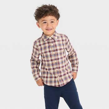 OshKosh B'gosh Toddler Boys' Long Sleeve Woven Flannel Shirt - Maroon