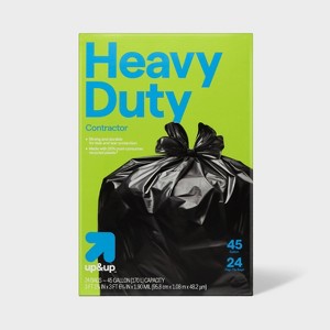 Heavy-Duty Contractor Flap-Tie Trash Bags - 45gal/24ct - up&up™ - 1 of 4