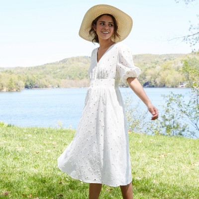 Women's Short Sleeve Eyelet Dress - A 