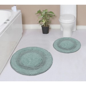 Radiant Bathroom Rugs Set, Washable Rug, Extra Soft and Absorbent bath Rug, Kitchen Mat, Bath Mat Set, Bath Floor Mat Non-Slip, 2 Pcs Set(22+30), Blue - 1 of 4
