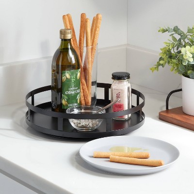 1-Tier Metal Lazy Susan Turntable Black - Brightroom™: Round Steel Serving Tray, Powder-Coated Finish, 11 Diameter