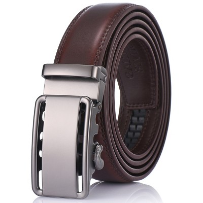 Gallery Seven Men's Classic Bilinear Leather Ratchet Belt - Mahogany ...