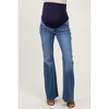 PinkBlush Blue Raw Cut Hem Flare Maternity Jeans - 3 of 4