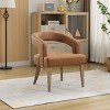 Modern Barrel Upholstered Accent Chair,Dining Chair with Solid Wood Legs,Open Back Arm Chairs for Dining Room,Living Room-Coolbibila - 2 of 4