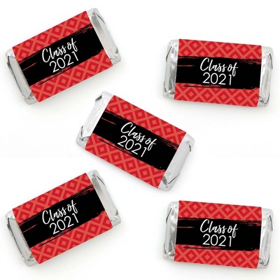 Big Dot of Happiness Red Grad - Best is Yet to Come - Mini Candy Bar Wrapper Stickers - 2021 Red Graduation Party Small Favors - 40 Count