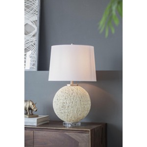 Metal Table Lamp Comes with Various Base Styles and a Hemp Lampshade for Modern Bedside Tables Desks Living Rooms - 1 of 4