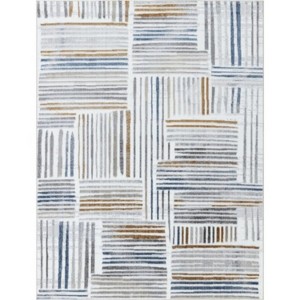 LunaLulinlk Sleek Lines Multi 5 ft. 3 in. x 7 ft. Area Rug White Polyester - 1 of 4