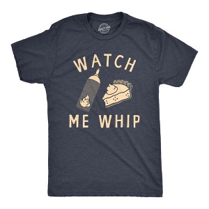 Mens Watch Me Whip T Shirt Funny Thanksgiving Pie Whipped Cream Tee For Guys - Crazy Dog Men's T Shirt - 1 of 4