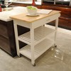 Kitchen Island & Kitchen Cart, Mobile Kitchen Island with Two Lockable Wheels, Rubber Wood Top - 3 of 4