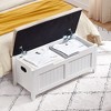 Whizmax Storage Chest, Upholstered Storage Trunk with 2 Safety Hinges, Storage Bench, Flip-Top Toy Chest for Entryway, Bedroom, Living Room, White - 3 of 4