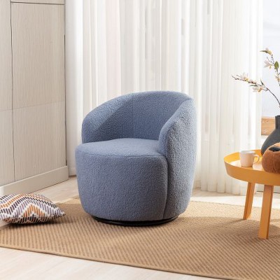 CAVINAS 360 Degree Swivel Chairs, Fabric Barrel Chair, Swivel Accent Chair, Single Sofa Chair, Round Armchair for Living Room, Bedroom