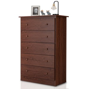 Tangkula 5-Drawer Chest Dresser Storage Unit w/Smooth Slide Rail Brown - 1 of 4