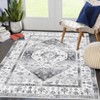 Non-Slip Rug Machine Washable 8x10 Oriental Distressed Vintage Area Rug Stain Resistant, Soft Low Pile, Foldable, Grey - 2 of 4