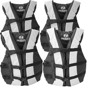 Hardcore life jacket 4 pack paddle vest for Adults; Coast Guard approved Type III PFD life vest flotation device; Jet ski, wakeboard, kayak - 1 of 4