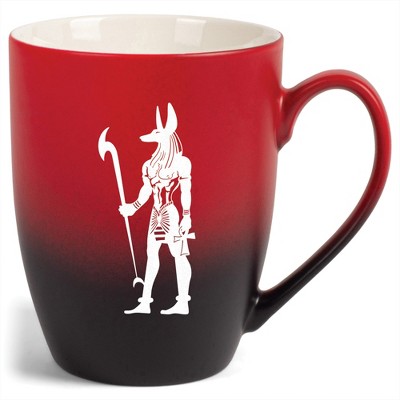 Elanze Designs 12 Ounce Two Toned Ombre Ceramic Tea Coffee Cup Mug Red Black Anubis Guardian Of The Afterlife
