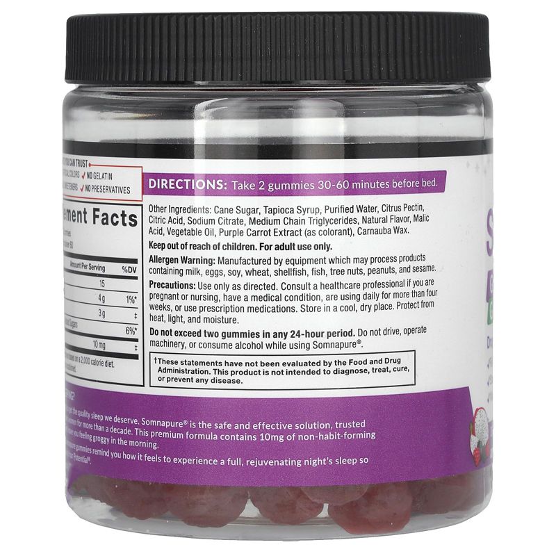 Force Factor Somnapure Gummies, Melatonin, Dream Berry, 10 mg, 120 Gummies (5 mg per Gummy), 3 of 4