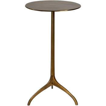 Uttermost Modern Cast Aluminum Round Accent Table 14" Wide Gold Tripod Legs for Living Room Bedroom Bedside Entryway House Office