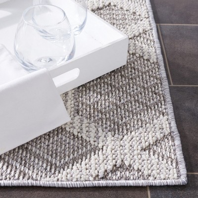 Gray Geometric 9' x 12' Stain-Resistant Synthetic Area Rug