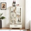 FURNIinspire Utility Storage Cabinets Glass Cabinet, Standing Display Cabinet, Modern Showcase With Glass Shelves, Drawer, White, 25.98"*11.81"*47.44" - 4 of 4