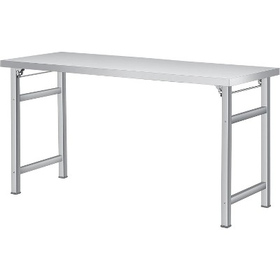 Stainless Steel Folding Work Table - 600LB Capacity, Portable Single Tier Prep Station for Kitchen, BBQ, Garage. Water & Heat Resistant.