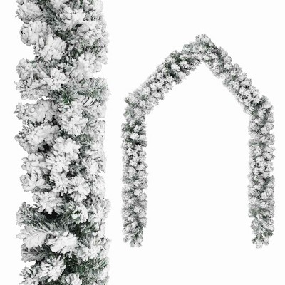 vidaXL Christmas Garland Green with white snow flocking PVC 16.4 ft length