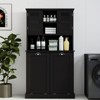 KWPZQEB Double Tilt Out Laundry Hamper Cabinet, Tall Bathroom Cabinet with Glass Doors & Open Shelf, Laundry Room Cabinets for Bathroom, Laundry Room - 2 of 4