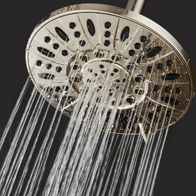 Brushed Nickel 7" Wall Mounted Rainfall Shower Head with Multiple Settings