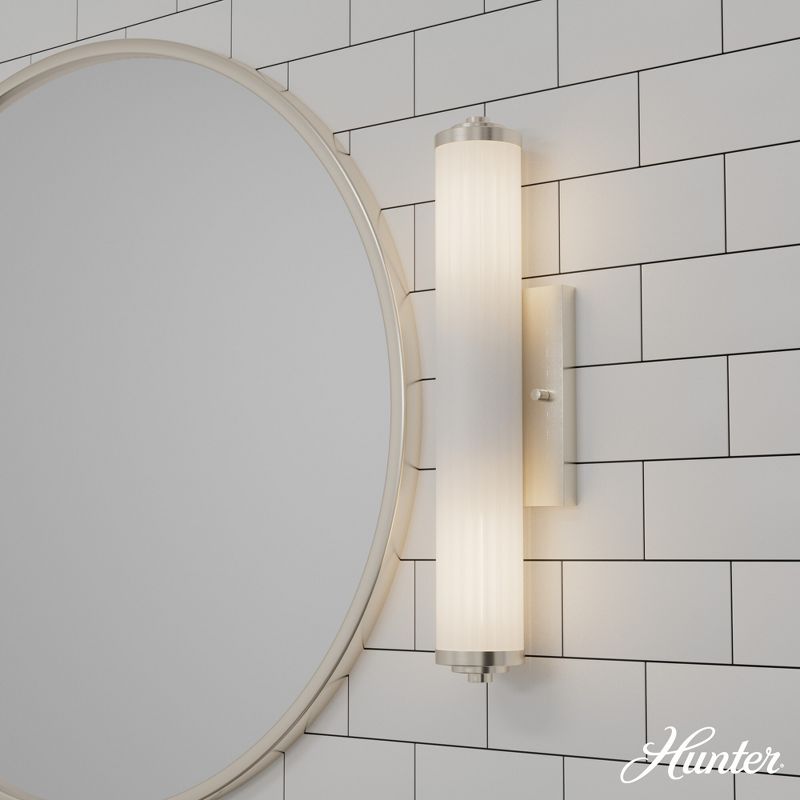 18" 2-Light Holly Grove Cased White Glass Bathroom Vanity Wall Light - Hunter Fan, 3 of 7