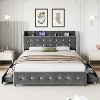 Full Bed Frame with 4 Storage Drawers, Velvet Upholstered Platform Bed Frame, Wooden Slats Support, No Box Spring Needed, 1000lbs Support, Gray - 3 of 4