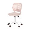 HomeRoots Pink and White Adjustable Height Swivel Rolling Office Chair - 4 of 4
