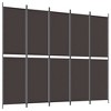 vidaXL 6-Panel Room Divider - Versatile, Breathable, and Durable 100% Polyester Fabric - Foldable Design with 2.4" Middle 2 Bars Distance - Brown - 2 of 4