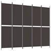 vidaXL 6-Panel Room Divider - Versatile, Breathable, and Durable 100% Polyester Fabric - Foldable Design with 2.4" Middle 2 Bars Distance - Brown - image 2 of 4