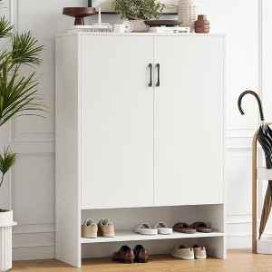 SEVOBAL Shoe Cabinet 7 Tier 28 Pairs Shoe Cabinet Storage Entryway Hidden Narrow Shoe Cabinets Adjustable Shelves Hallway, White, 13.7"*31.49"*45.27" - 1 of 4
